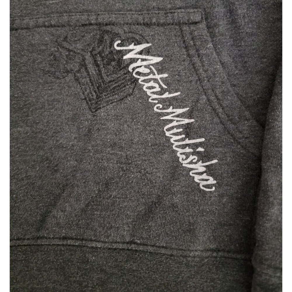 Metal Mulisha Womens Gray Hoodie Sweatshirt V-Neck Skull Graphic Size M - Picture 3 of 5